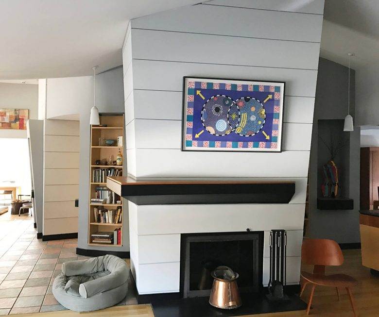 Painting Fireplace in Living Room in Weston, MA