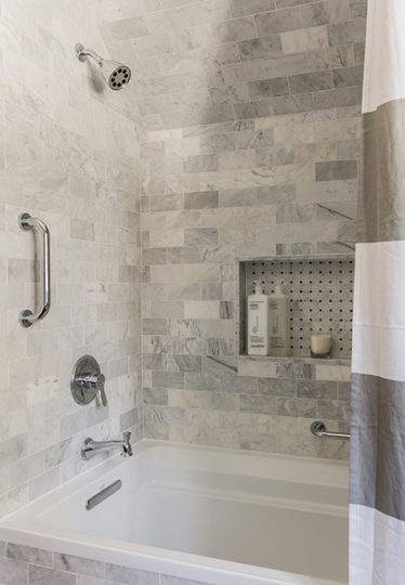 New Shower Tile in Bathroom Remodel in Belmont, MA