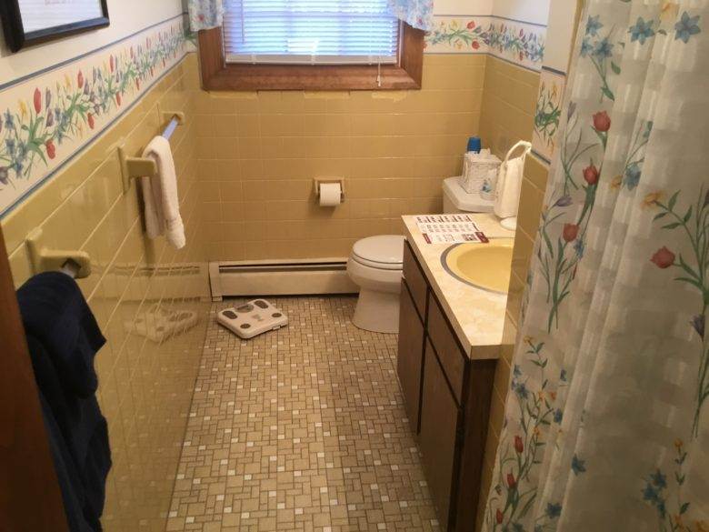 Bathroom Remodeling in Bedford, Massachusetts - Sink and Floor Before