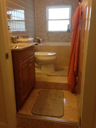 Bathroom before renovation in West Newton, MA