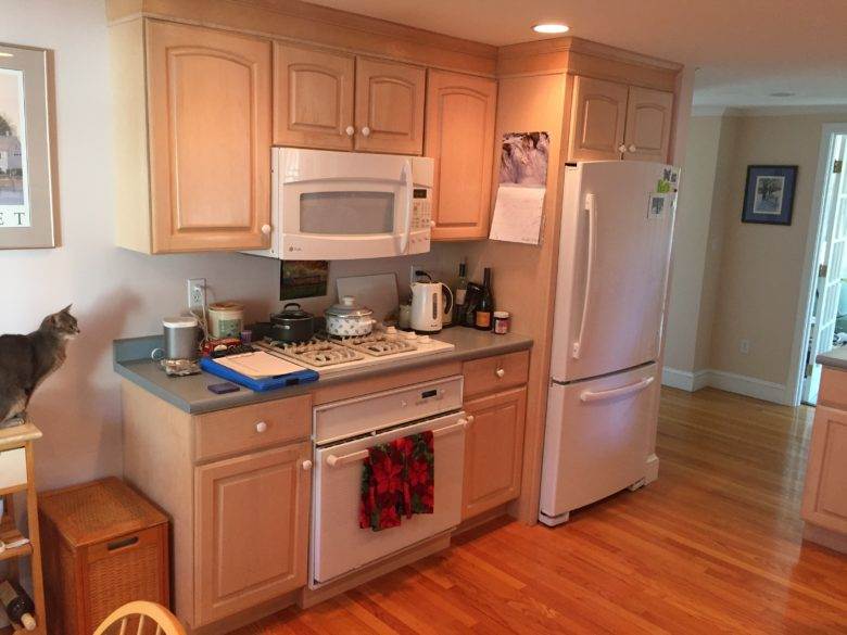 Kitchen Cabinet Painting Before in Needham, MA