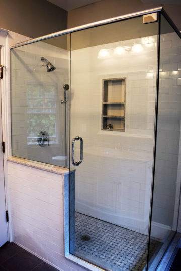 New shower after bathroom remodel in Newton, MA