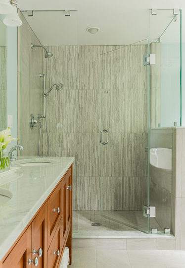 Glass shower in Dover, MA master bathroom remodel