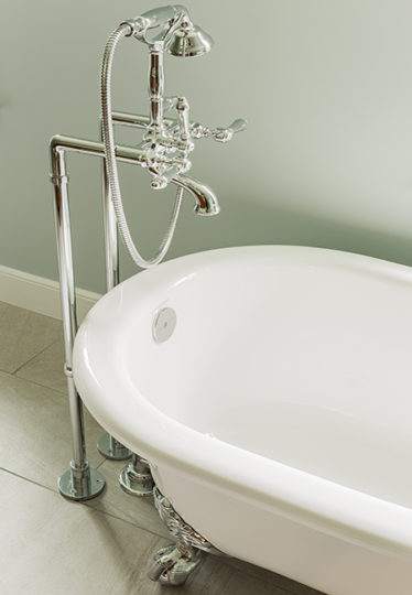 Master bathroom remodel cast iron bathtub in Dover, MA