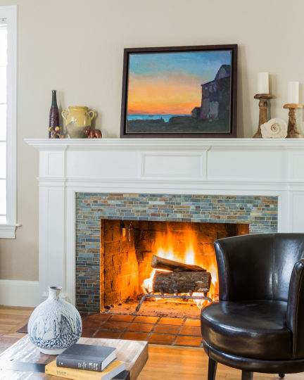Living Room After Paint and Fireplace Upgrade in Belmont, MA