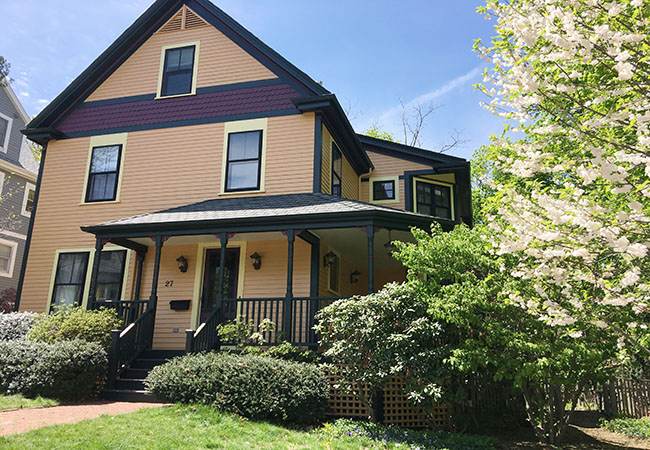 Newly Painted Exterior of 1890's Historic Home in Newton Upper Falls, MA