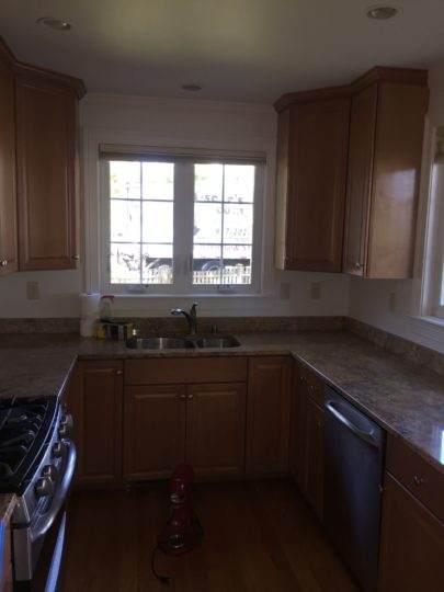 Cabinet Refinishing Before in Belmont, MA