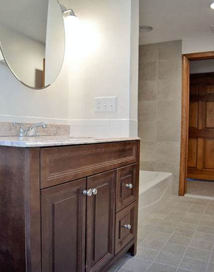 Bathroom Remodeling in Bedford, Massachusetts - Vanity and Floor After