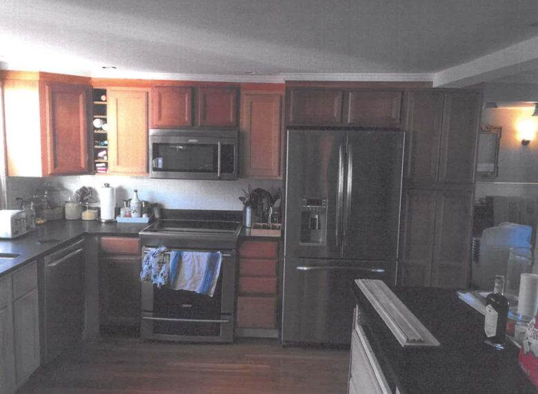 Cabinet Painting Before in Weston, MA
